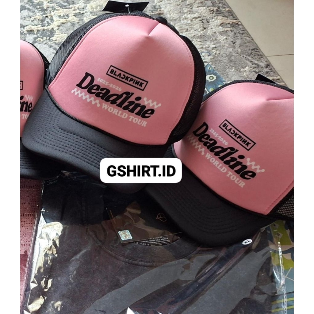 [ORIGINAL] Official Blackpink Deadline Cap & Deadline T Shirt FREE Photocard - Topi Blackpink