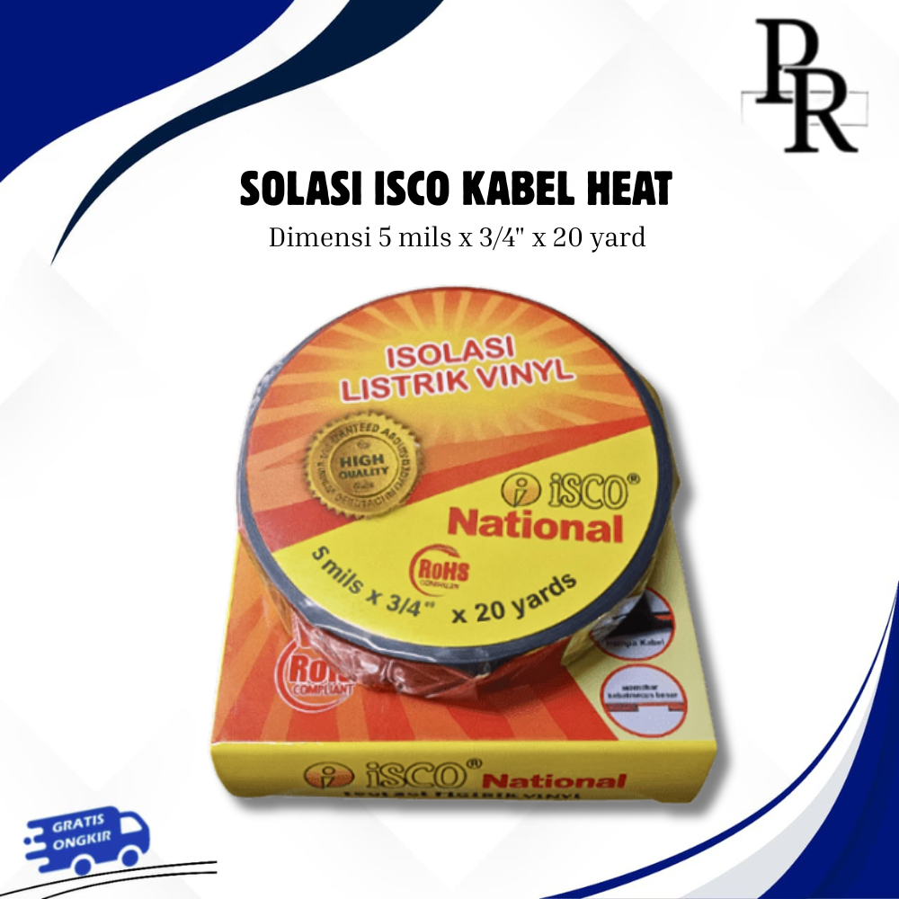 SOLASI ISCO KABEL HEAT VINYL HITAM / SOLASI ANTI BAKAR / LAKBAN ISCO HITAM BERKUALITAS TINGGI 20 YAR