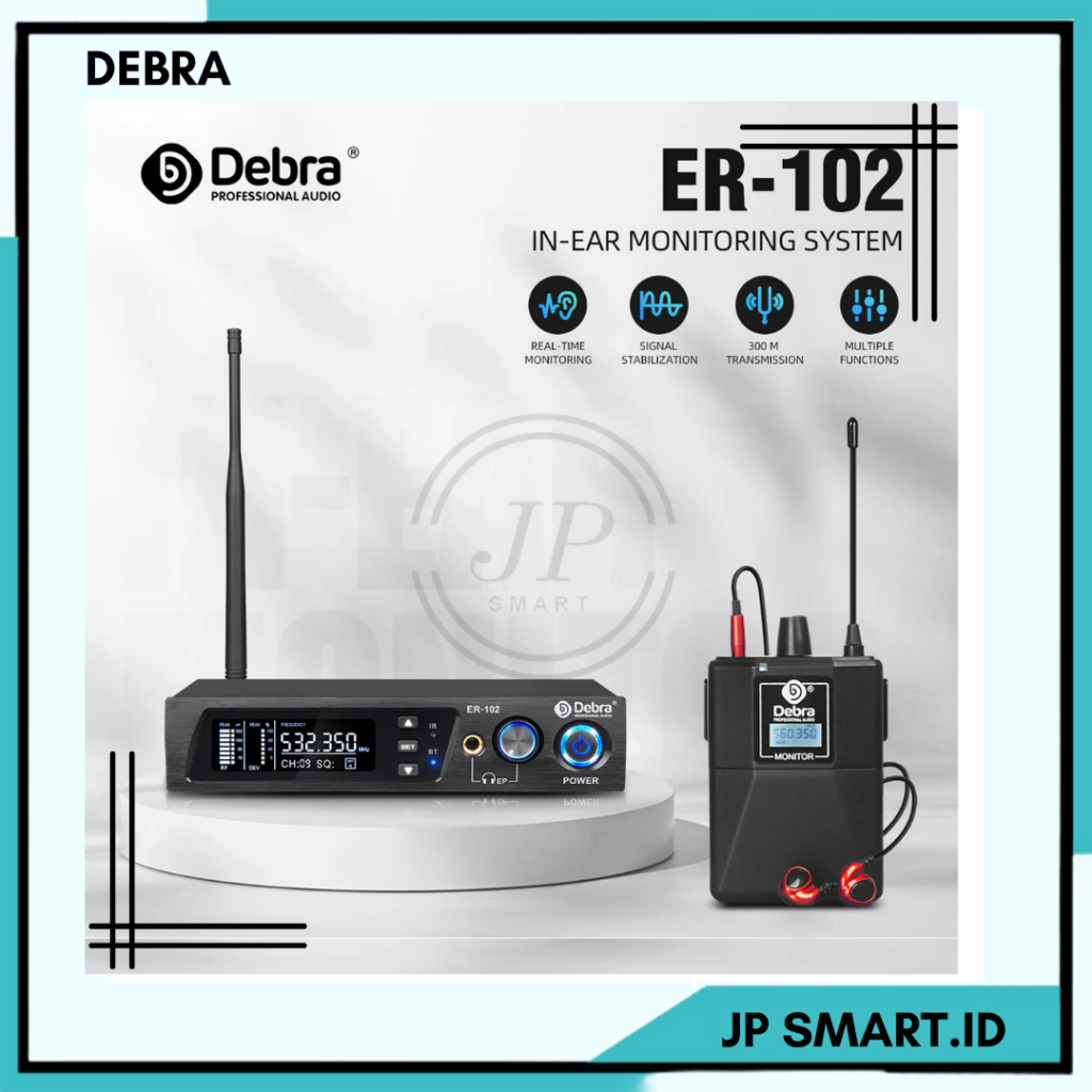 Debra ER-102 Profesional Audio UHF Wireless In Ear Monitoring System Professional With Monitoring Ty