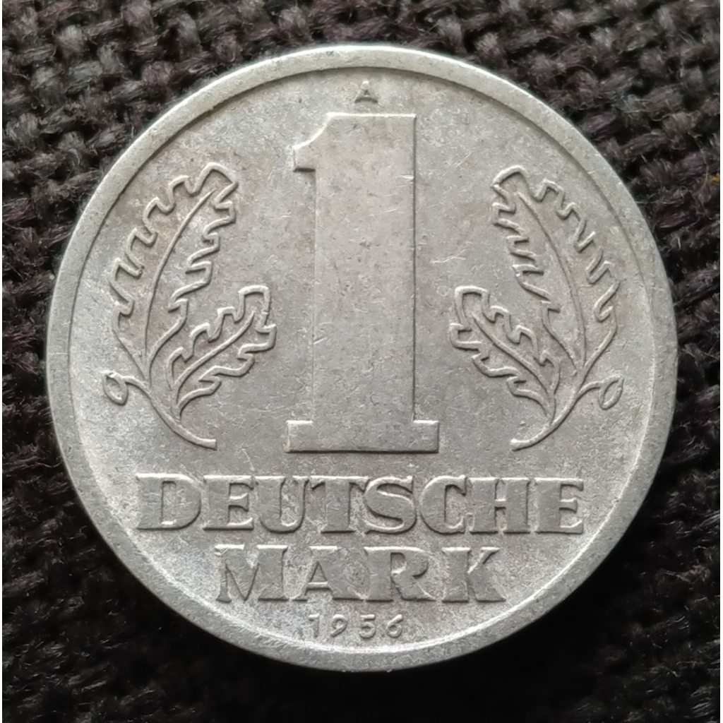 Koin Kuno Jerman 1 Deutsche Mark tahun 1956 ada korosi