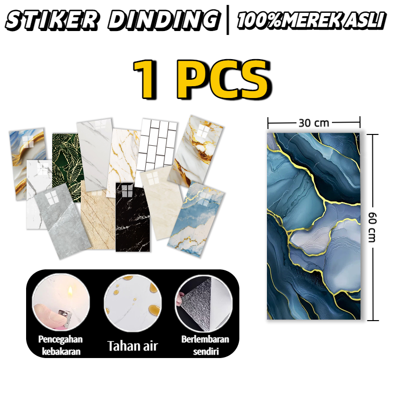 Stiker Dinding 30x60cm Kamar Dekorasi Wallpaper Stiker Vinyl Marble Marbel Granit  Sticker