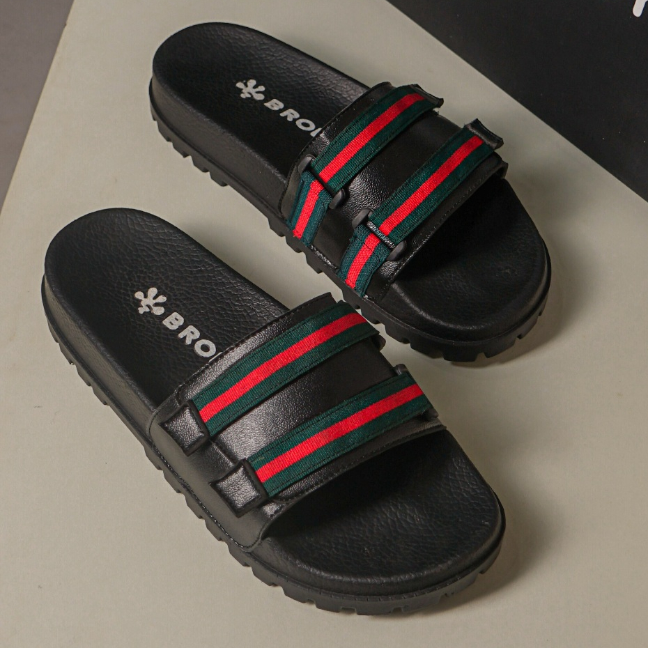 SARA SARA INDONESIA - Sandal Slop Pria Brody Italy Stylish Black || Sandal Slide Pria Brody Italy Hi