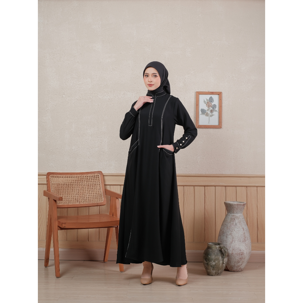 Givani Dress Smoke Bahan Marbella Anti UV Busui & Wudhu Friendly - Auliana X MyOutfit