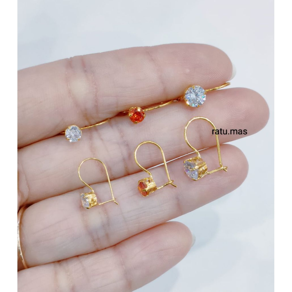 ANTING DESI PERAK ASLI 925 LAPIS EMAS