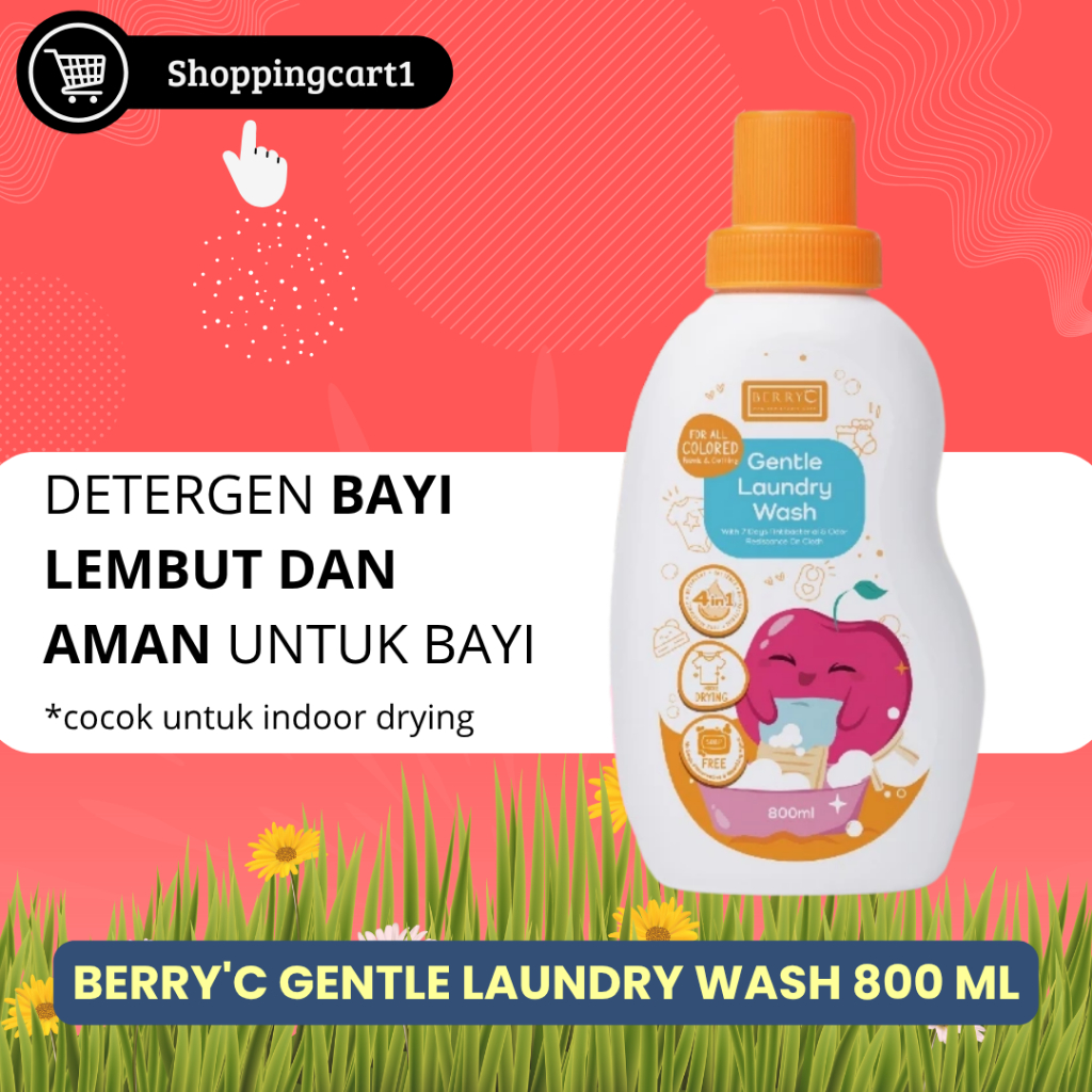 BerryC Baby Gentle Laundry Wash 800ML Deterjen Sabun Cuci Baju Cair Bayi Liquid Detergent - antibact