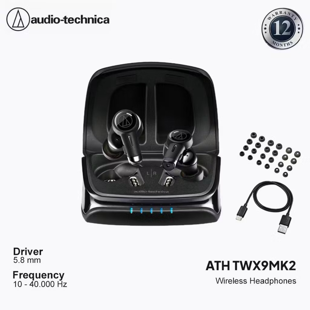 Audio-Technica ATH-TWX9MK2 TWS Bluetooth Wireless Earphone with Enhanced Noise-Cancelling NC