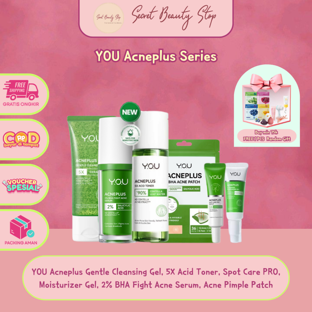 YOU GET 1 FREE GIFT Acneplus Series | Dual Acne Combat Bundle Set, YOU Hy Amino Anti Acne Face Wash 