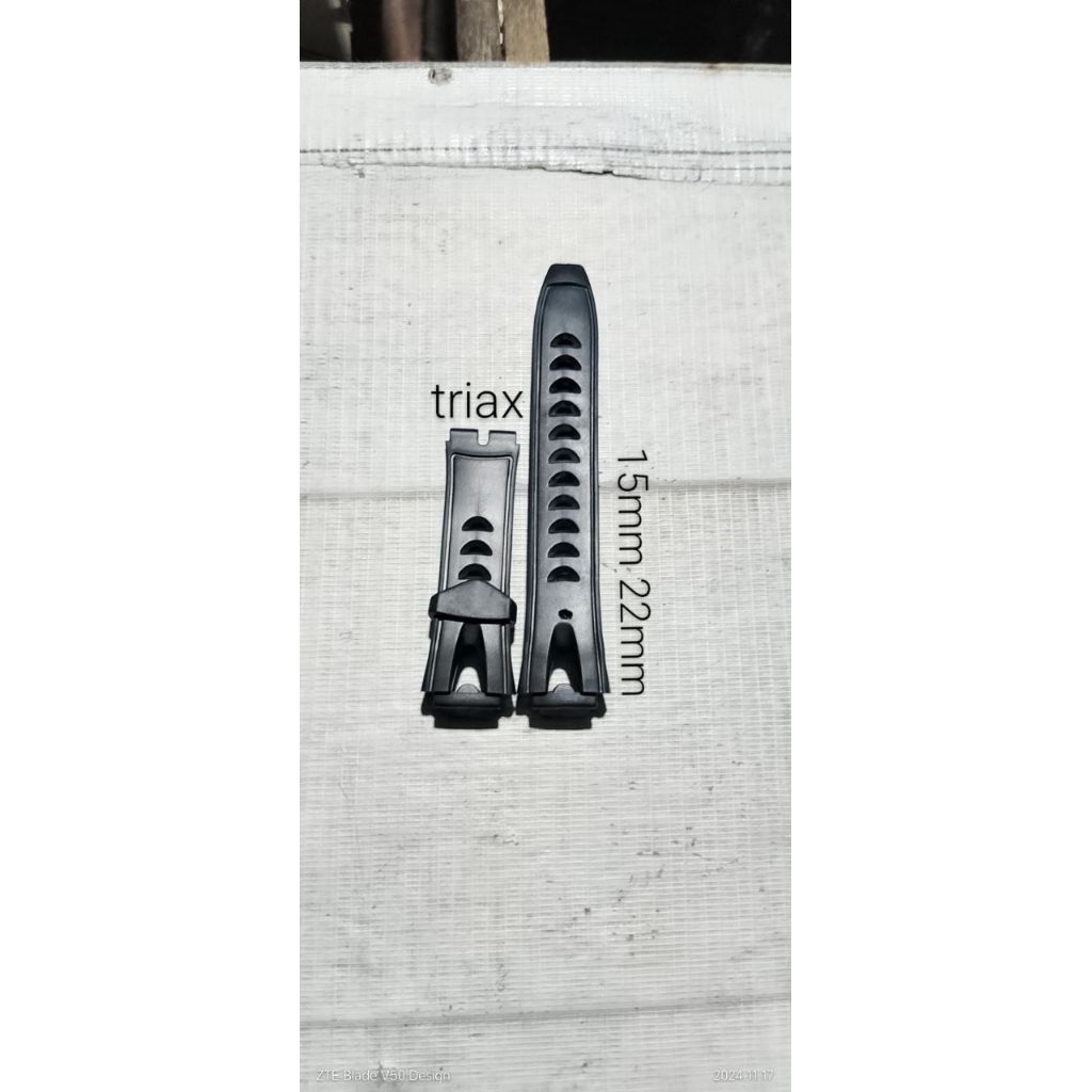strap rubber arloji triax 22mm 15mm second no 43