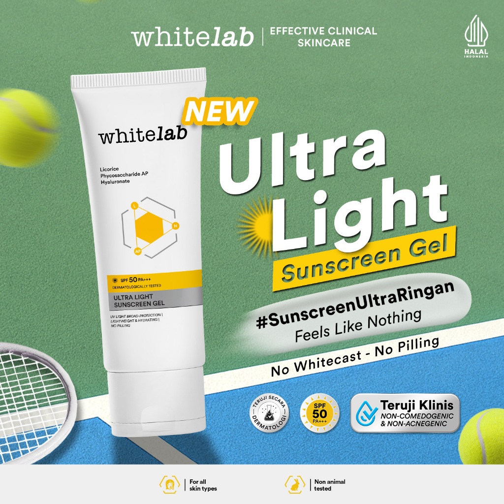 Whitelab Sunscreen Gel SPF 50 PA+++- Ultralight - Sunblock Anti Komedo Pelindung Sinar Matahari UV A