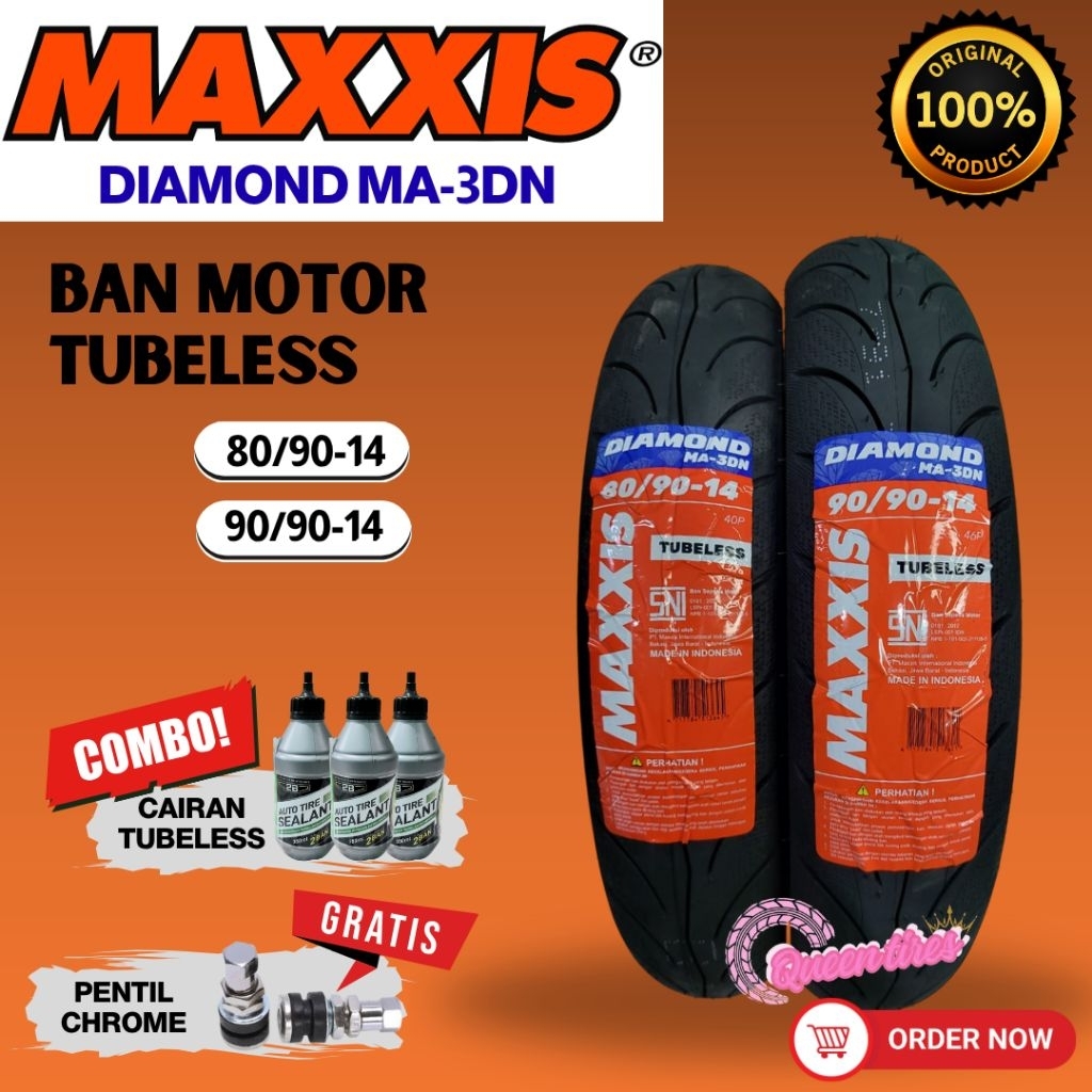 Maxxis Diamond MA3DN 80/90-14 90/90-14 Ban Tubeless Honda Beat Pop Street Fi Deluxe dll