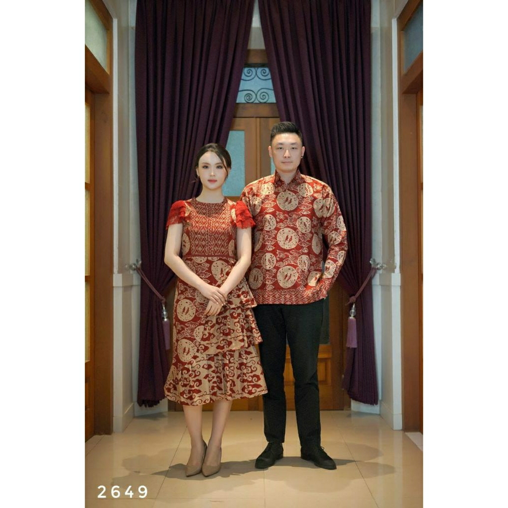 Golden Red Viscose Batik Couple