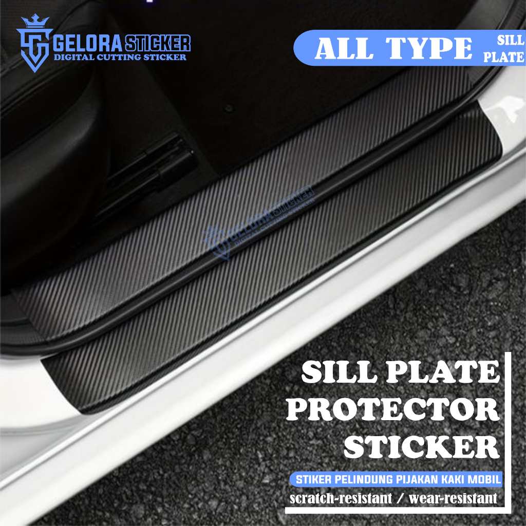 9PCS Sticker Pelindung Sill Plate Stiker Pelindung Pijakan Lantai Pintu Mobil POLOS Dekorasi Mobil A