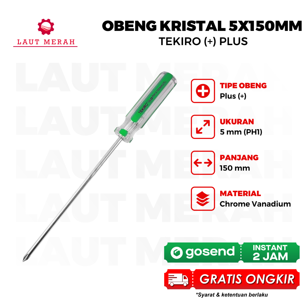 Obeng (+) kristal Tekiro ph1x150 mm obeng gagang kristal plus 6 inch