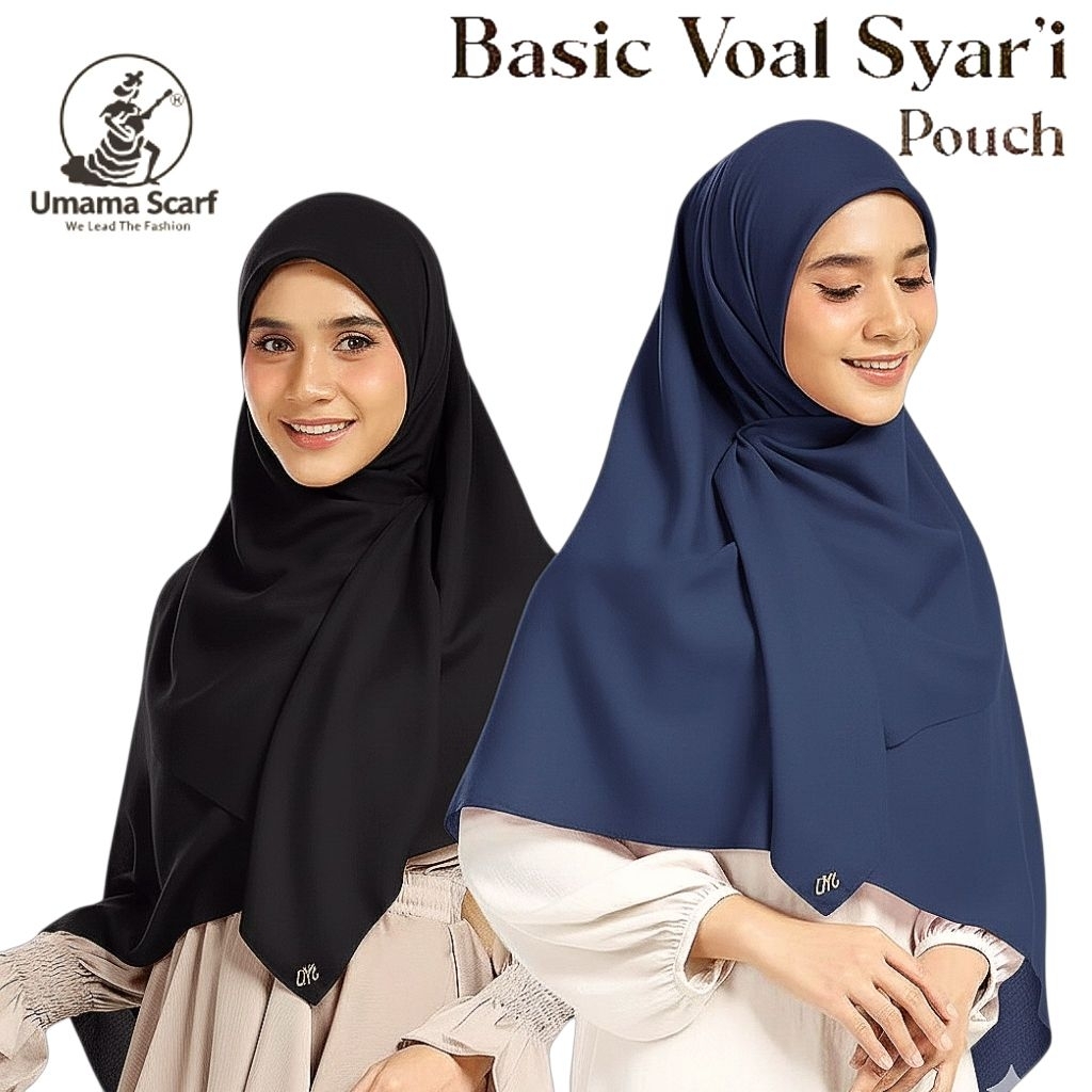 Hijab Segi Empat Jumbo Basic Voal Premium 130x130 | Syari + Logo Umama + Pouch Best Seller Original