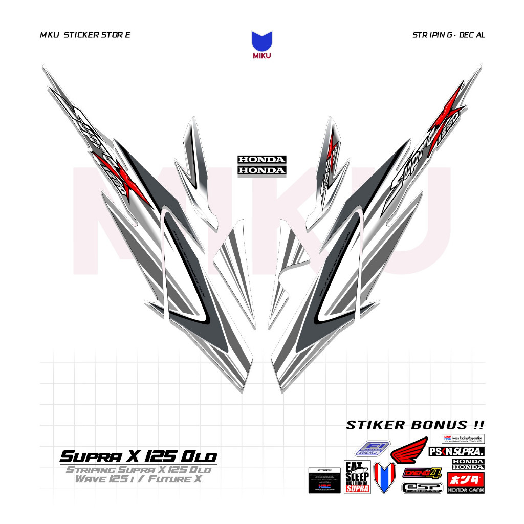 SO09b Stiker Sticker Striping Supra X 125 Old Lama Honda Future x Wave 125i Setriping Skotlet Scotli