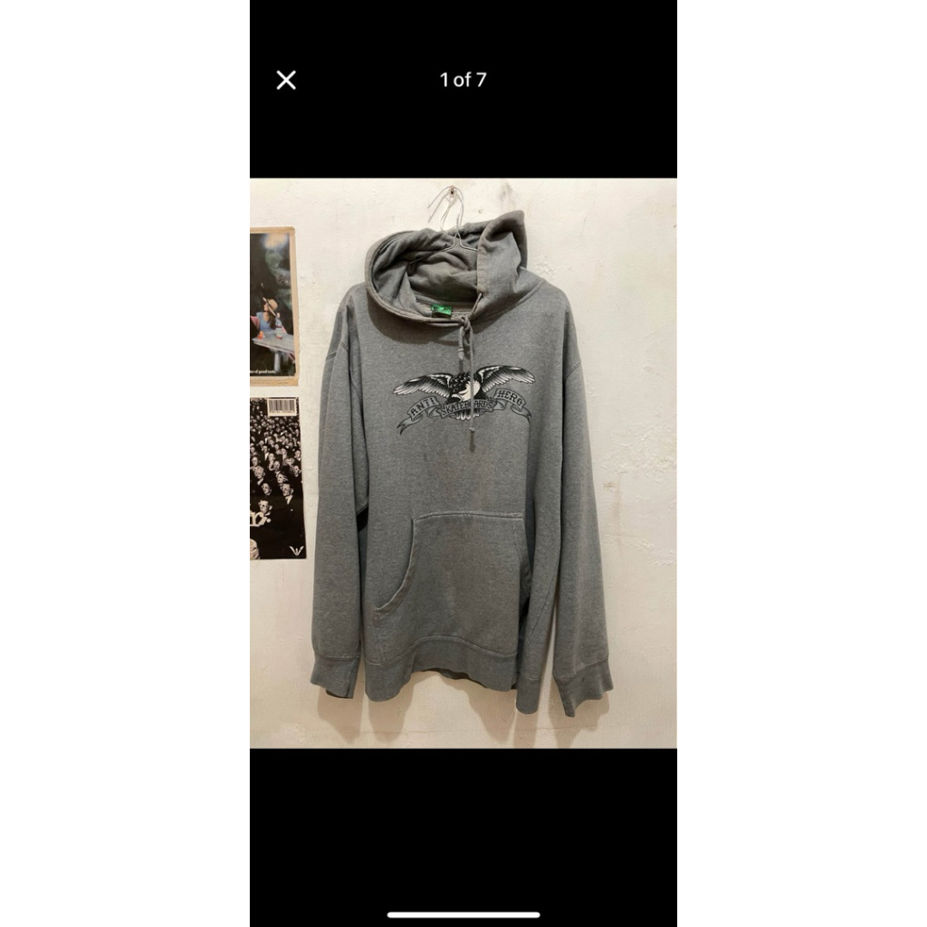 HOODIE ANTI HERO BASIC LOGO GREY SIZE M
