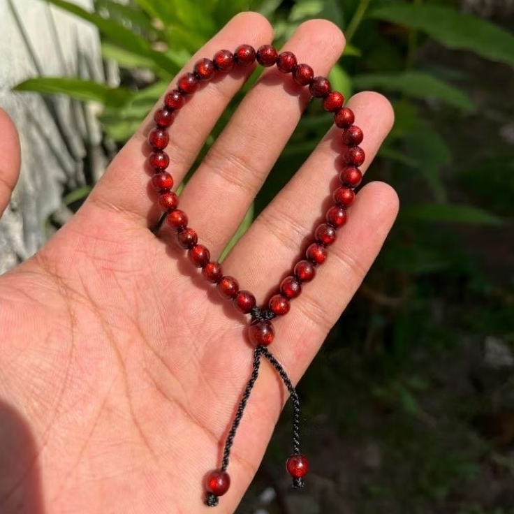 Gelang Akar Bahar Tali Arus Merah Diameter 6 mm Original / Akar Bahar Asli