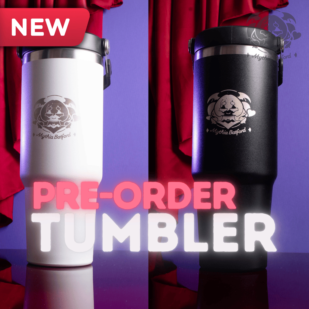 READY BOTOL MINUM TUMBLER MYTHIA BATFORD UBI UNGU VTUBER BONUS PHOTOCARD PC OFFCIAL | MYTHIA BATFORD