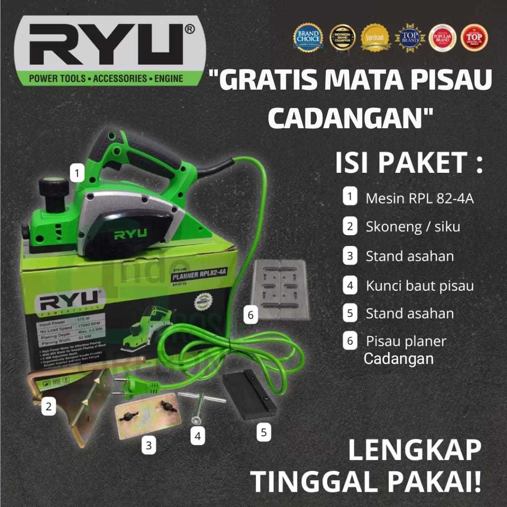 ORIGINAL RYU Planer Ketam Serut Kayu RPL 82-4A Mesin Sugu Serut Mesin Pasah Kayu Listrik 570W 17.000