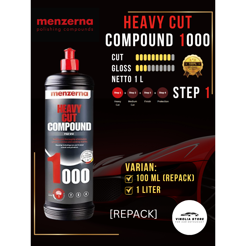 MENZERNA Heavy Cut Compound (HCC) 1000 - REPACK 100 ml - Kompon Poles Penghilang Baret Mobil