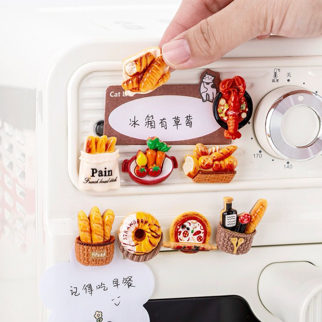 Magnet Mini Kulkas Tempelan Miniatur Hiasan Kulkas Lemari Es bentuk Makanan Pastry