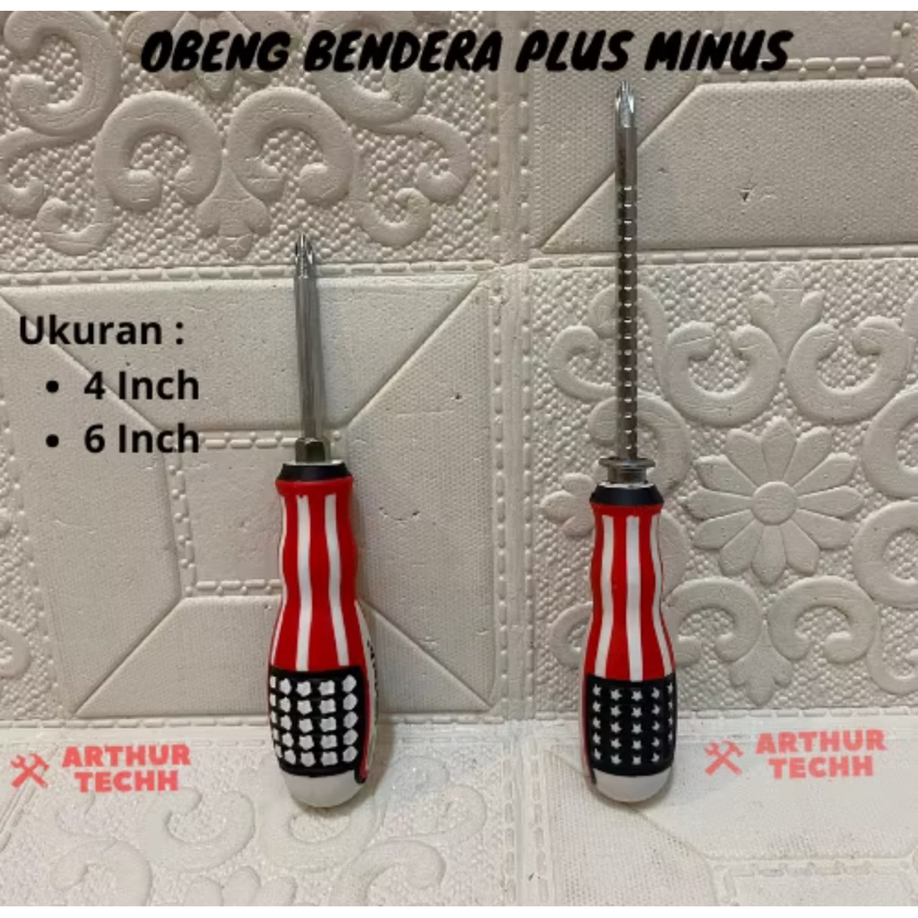 Obeng Bolak Balik Amerika (2 Way) 4 Inch / 6 Inch - Obeng Plus Minus Magnetik