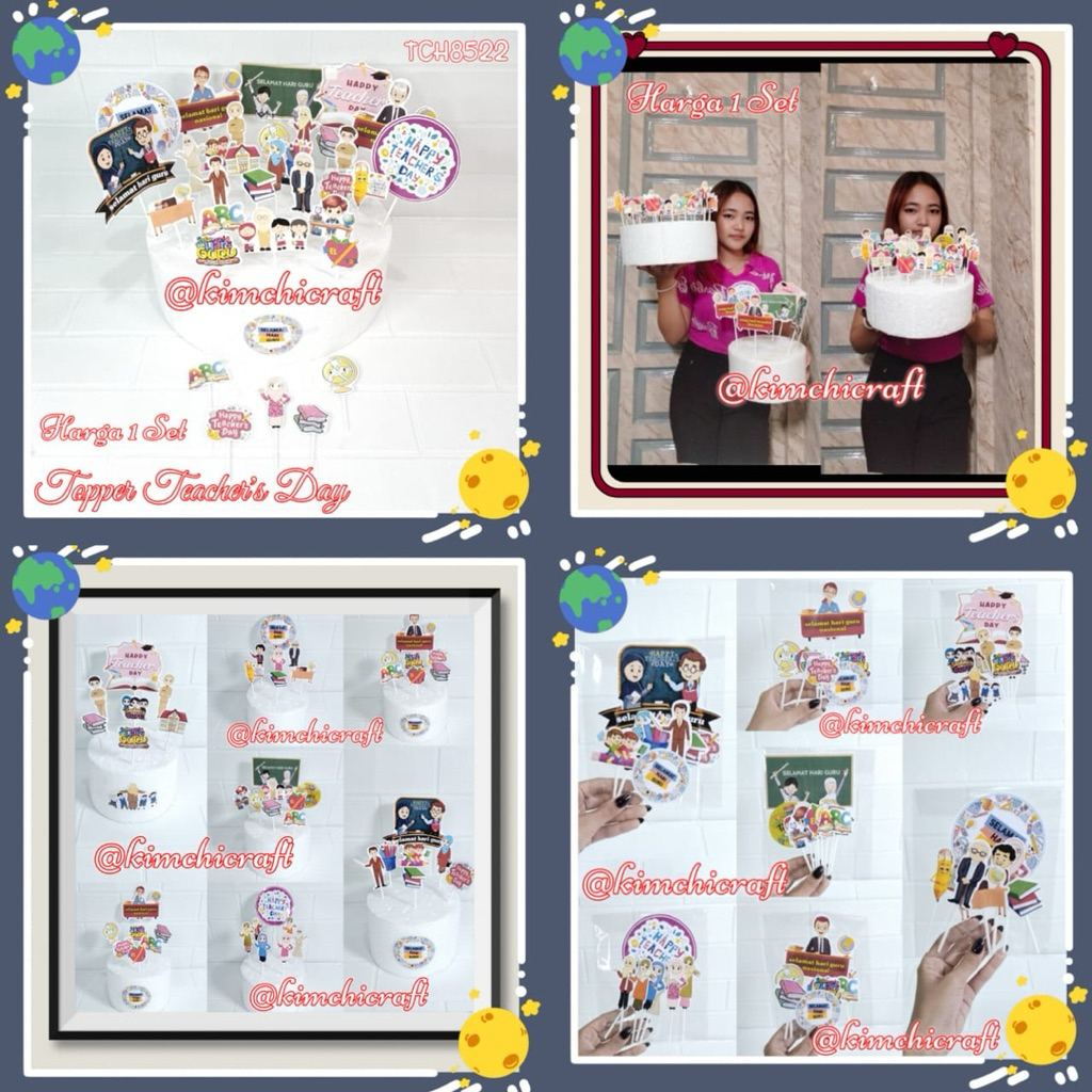 (1SET) TOPPER KUE HARI GURU TEACHERS DAY / TOPPER DIRGAHAYU HARI GURU / TOPPER TUMPENG HARI GURU / T