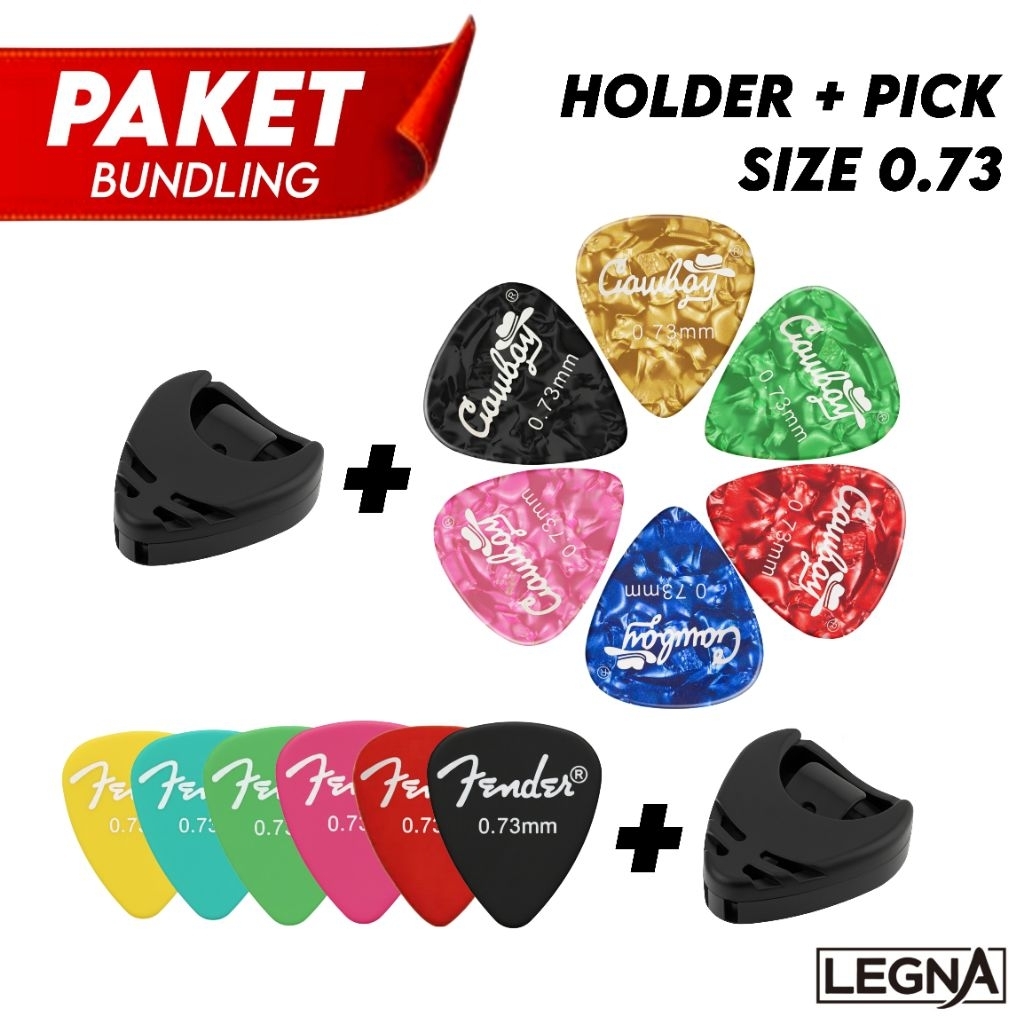 PAKET PICKHOLDER GITAR + PICK GITAR 0.73 mm Tebal | Aksesoris Gitar Lengkap