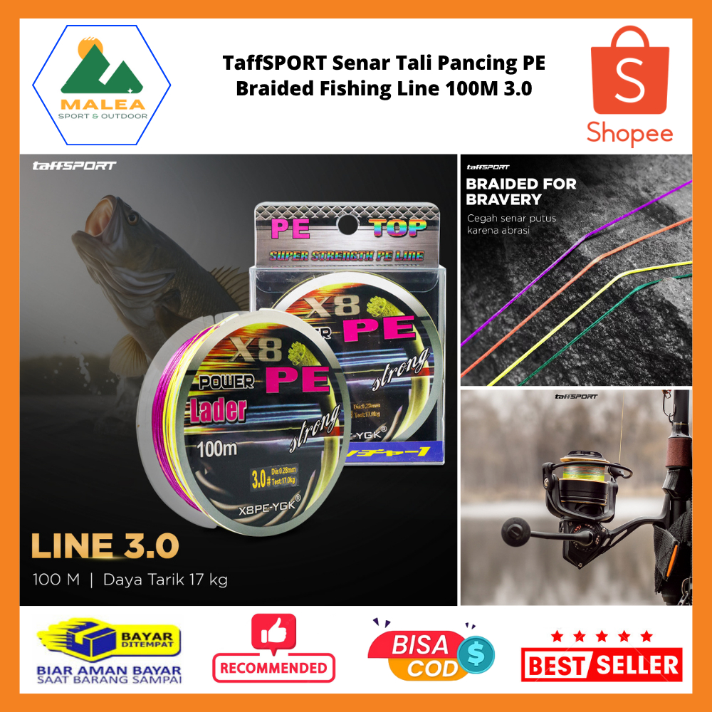 Senar Tali Pancing PE Braided Fishing Line 100M 3.0 / Tali Pancing Ikan Warna Ganda Super Kuat