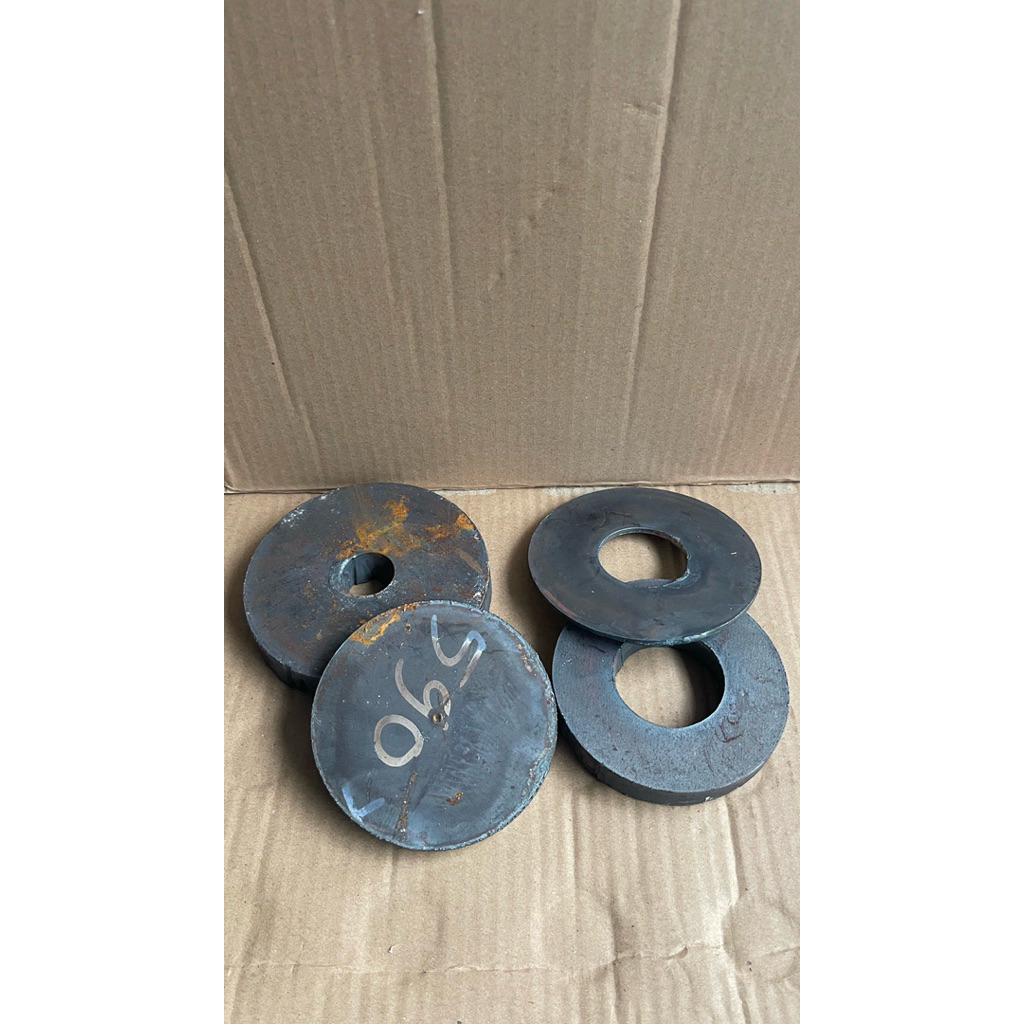 Besi plat bulat tebal 5mm diameter 140mm lobang 25mm