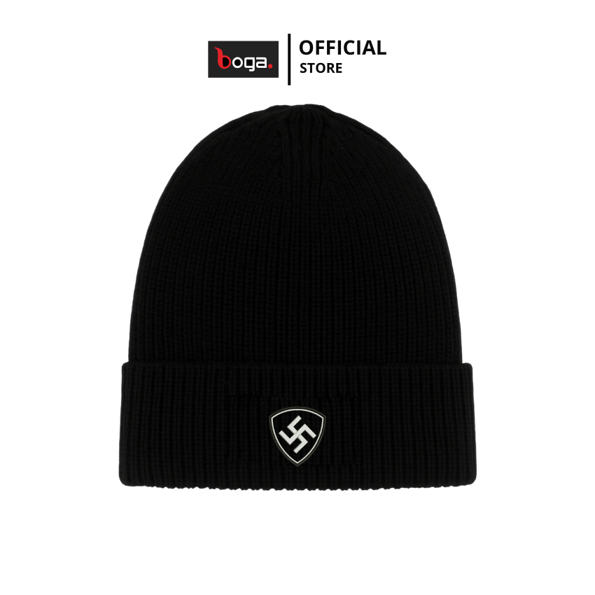 BOGA Waffen-SS Shield WW2 Beanie-Hat Embroidery Logo HITAM Topi/Kupluk Rajut Pria/Wanita Bordir