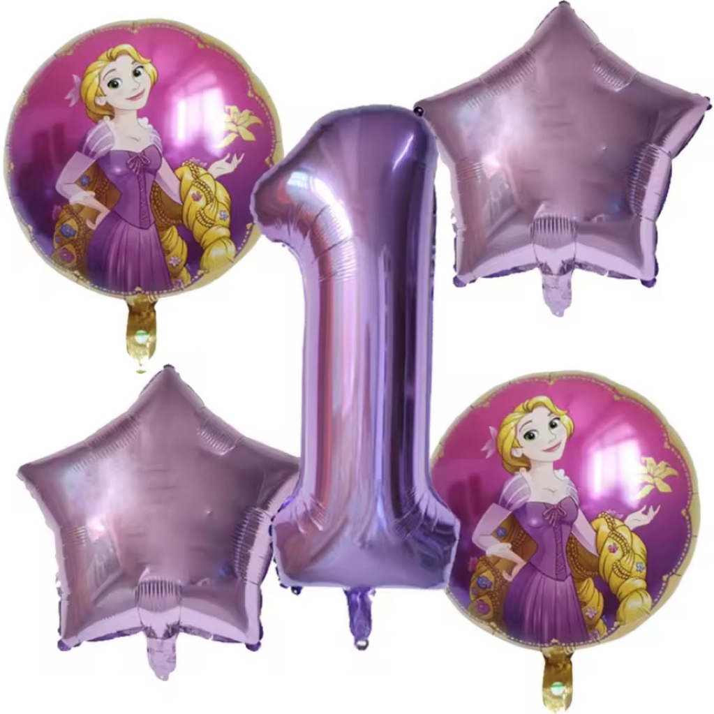 Set balon foil angka 80cm warna ungu tema princess disney tangled rapunzel hiasan dekorasi pesta ula