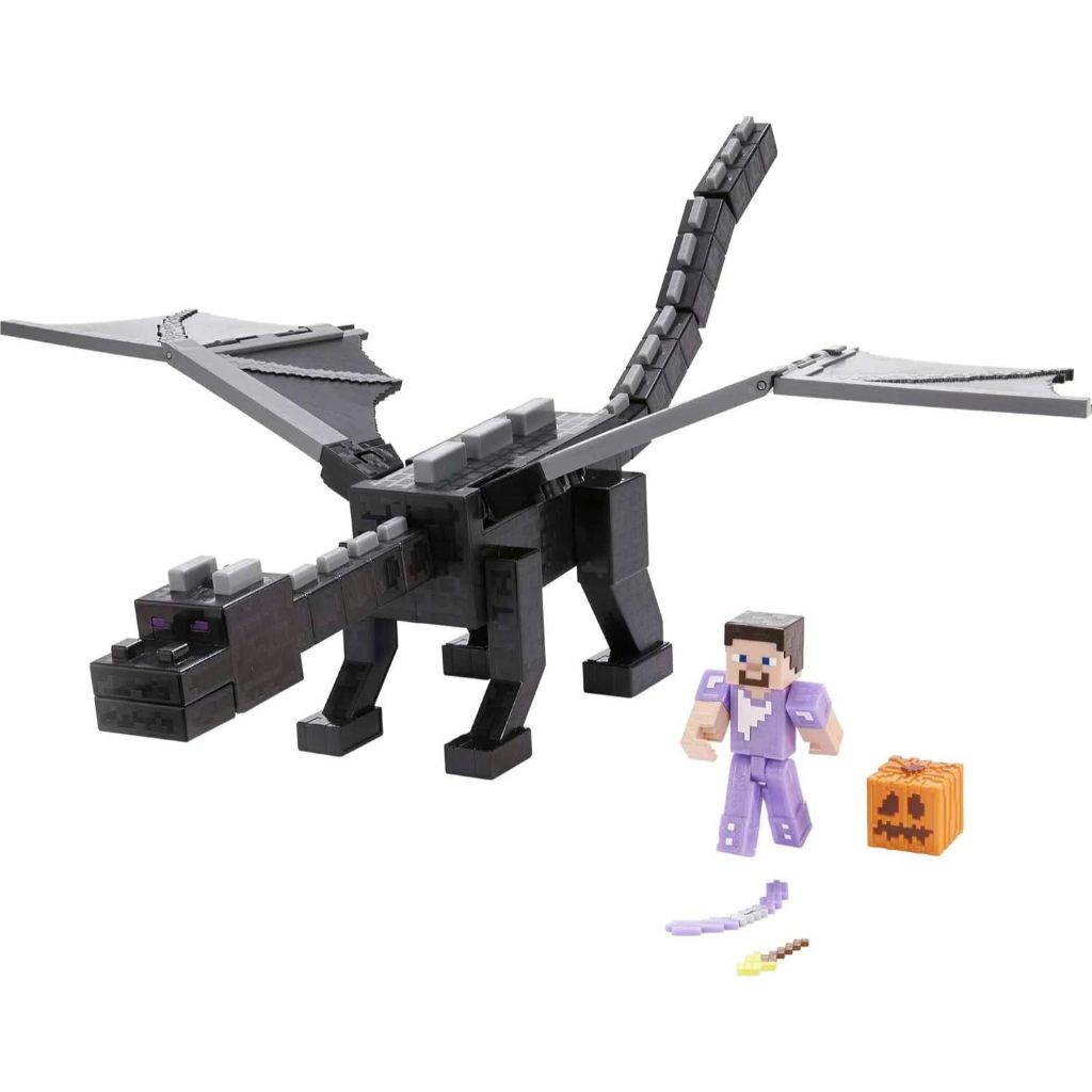 Mattel Minecraft Ultimate Ender Dragon Figure, 20-in Mist-Breathing Creature, Plus 3.25-in Color-Cha