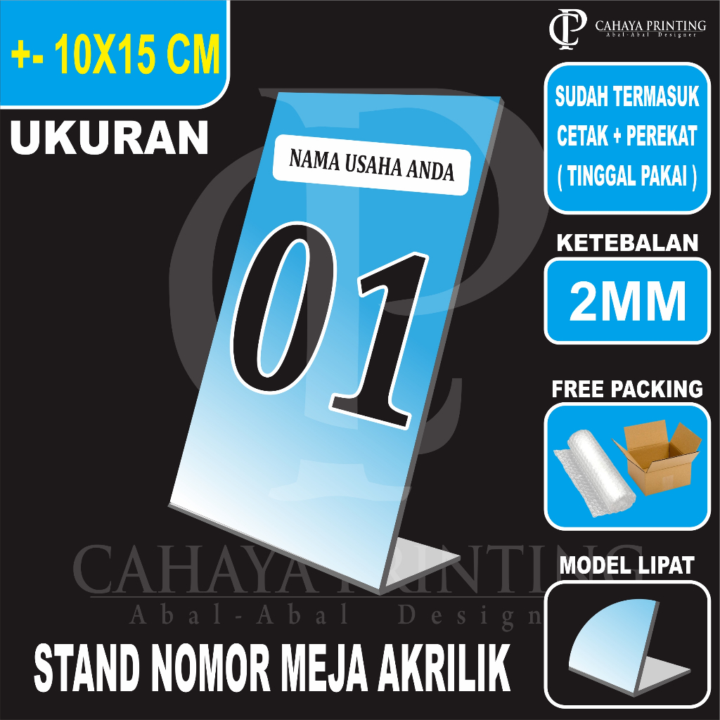 Nomor Meja Akrilik / Nomor Meja cafe, Resto, Warung Makan