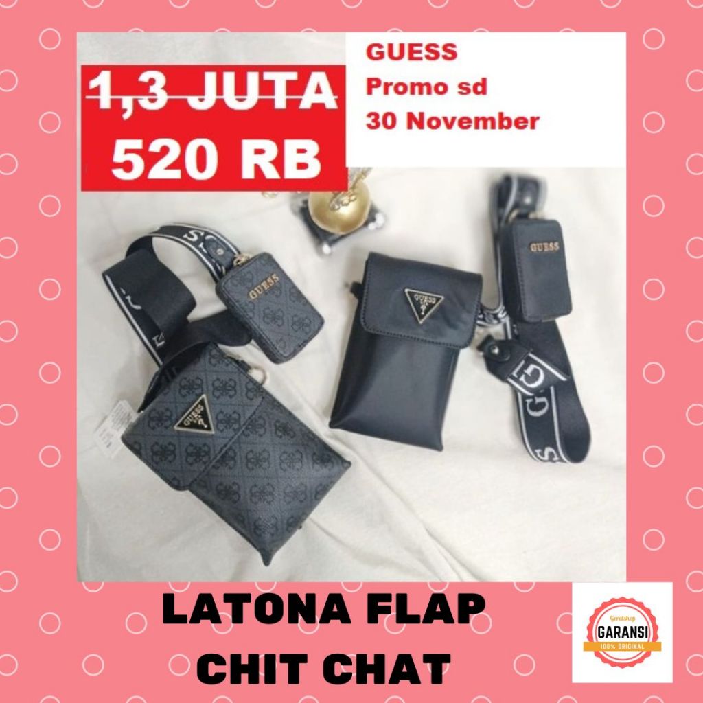 Tas sling bag Guess seri LATONA FLAP CHIT CHAT 100% Original Store