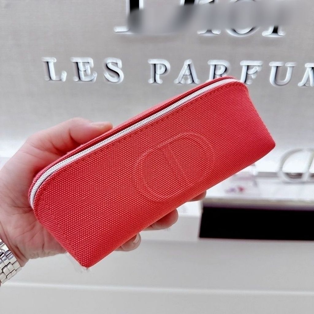 DR Red Long Makeup Pouch Makeup Skincare Cosmetics Bags Organizer Travel Size