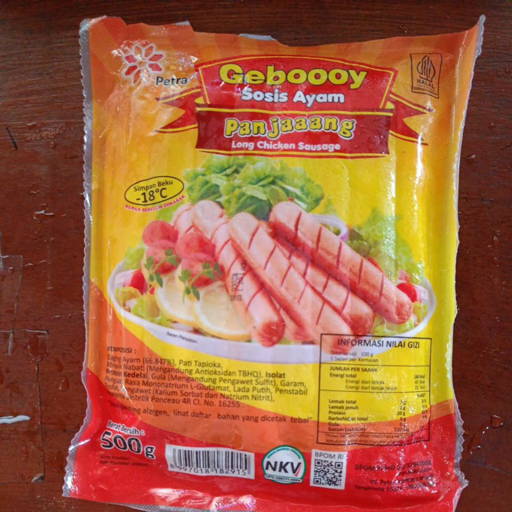 Sosis ayam panjang Geboy (cokelat)