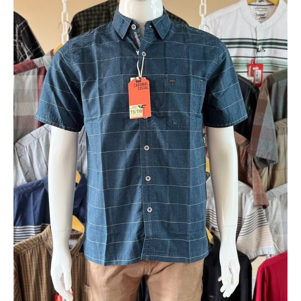 KEMEJA PRIA HEM COWO LAKI2 CARDINAL CASUAL LENGAN PENDEK