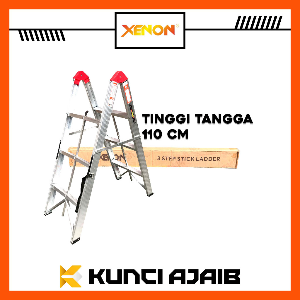 XENON Tangga Lipat Stick ALUMUNIUM 3 Step - Tangga Lipat Rumah Ladder