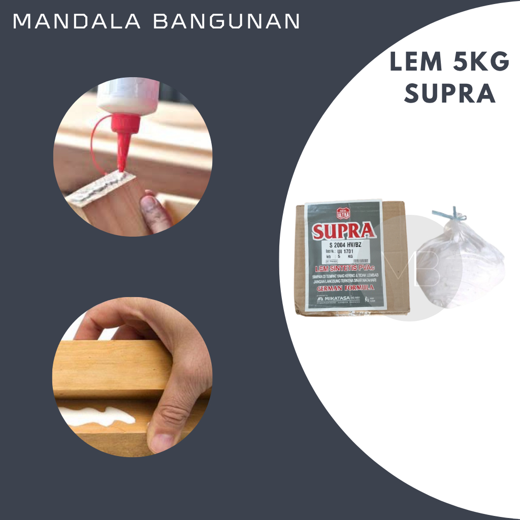 Lem Putih PVAc Supra 5kg – Lem Kayu & Kerajinan Cepat Kering