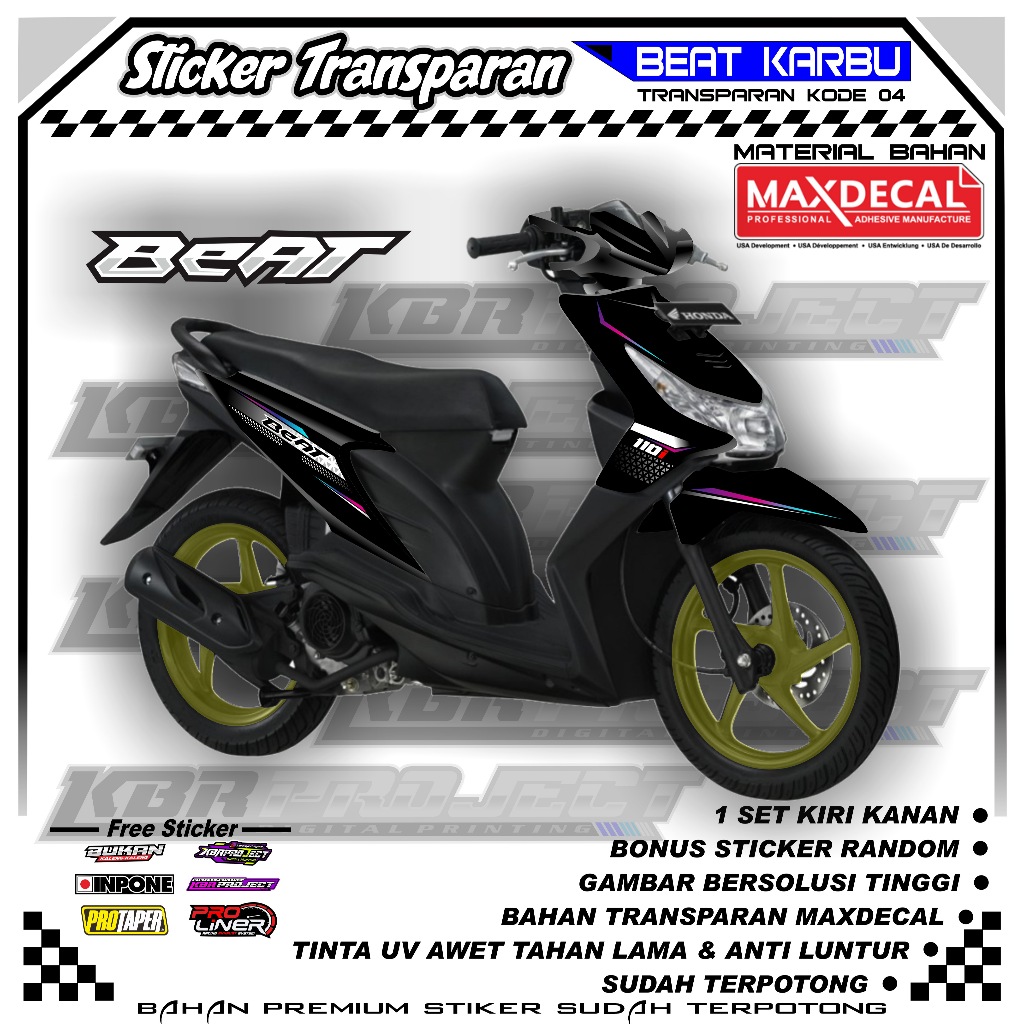 STRIPPING BEAT KARBU 2010 VARIASI STIKER BEAT KARBU 2010 UV TRANSPARAN KODE 04 BAHAN MAXDECAL