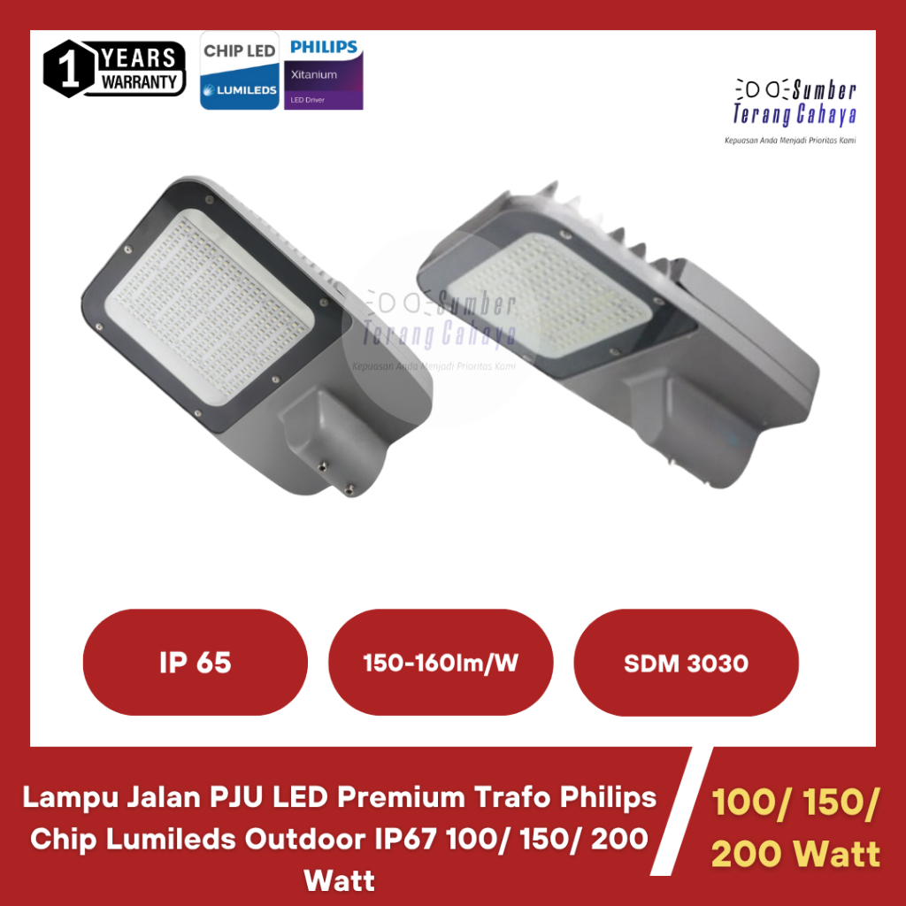 Lampu Jalan PJU LED Premium Trafo Philips Chip Lumileds Outdoor IP67 100/ 150/ 200 Watt