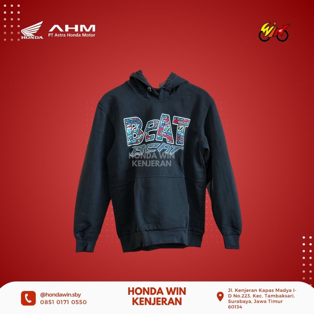 Jaket Sepeda Motor hoodie Beat ASLI Honda biru tua