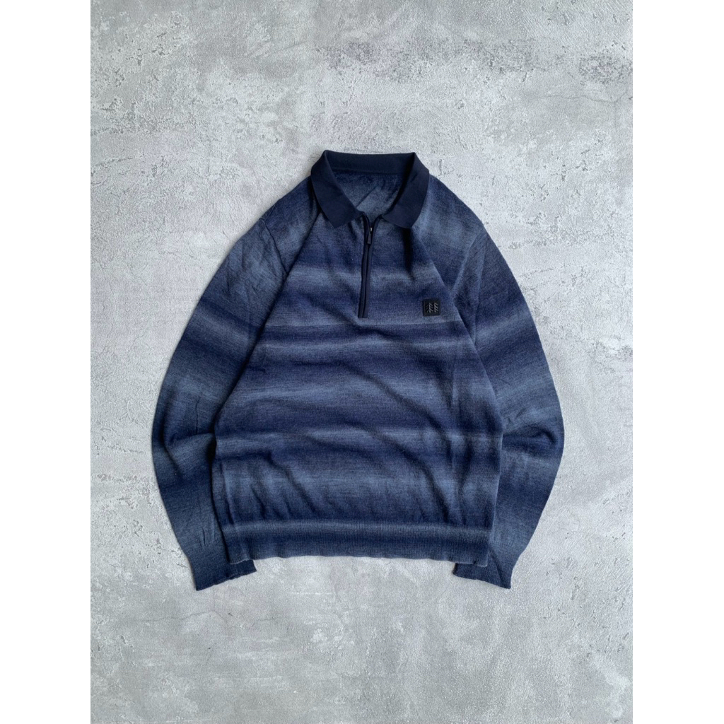 Knitwear vintage half zipper gradient striped patterned grandpa sweater jumpers by Kolon Sport