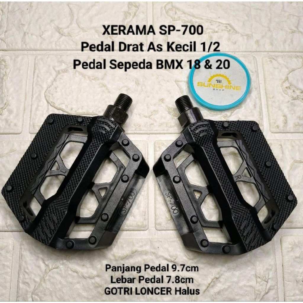 Pedal Drat As Kecil 1/2 SP-700 Black Sepeda BMX 18 dan 20 Crank Gir Tengah BB USA As Terusan Langsun