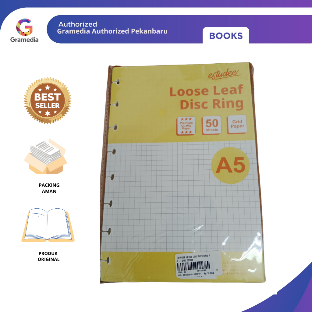 Gramedia Pekanbaru - ESTUDEE LOOSE LEAF DISC RING A5 - GRID 50SHT