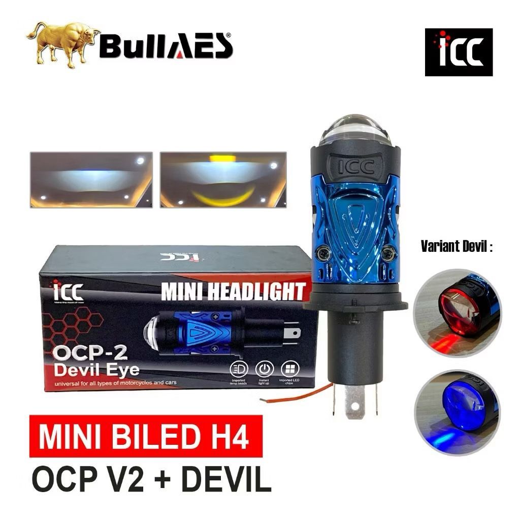 Biled Mini Laser H4 OCP V2 Biled 35 Watt Merk ICC Motor H4 dan Mobil H4 PNP