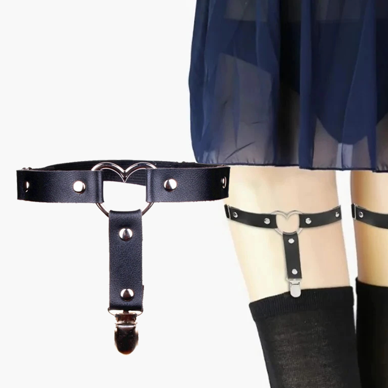 Penjepit Stocking Hitam HeartGarter Cosplay Lolita Gothic Garter Belt