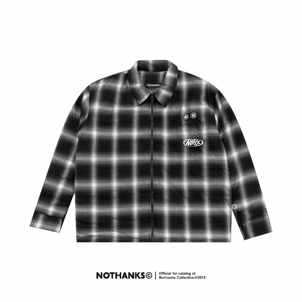 FLANEL JAKCKET ZHIPER NOTHANKS VETERANO BLACK wool cowok cewek tebal