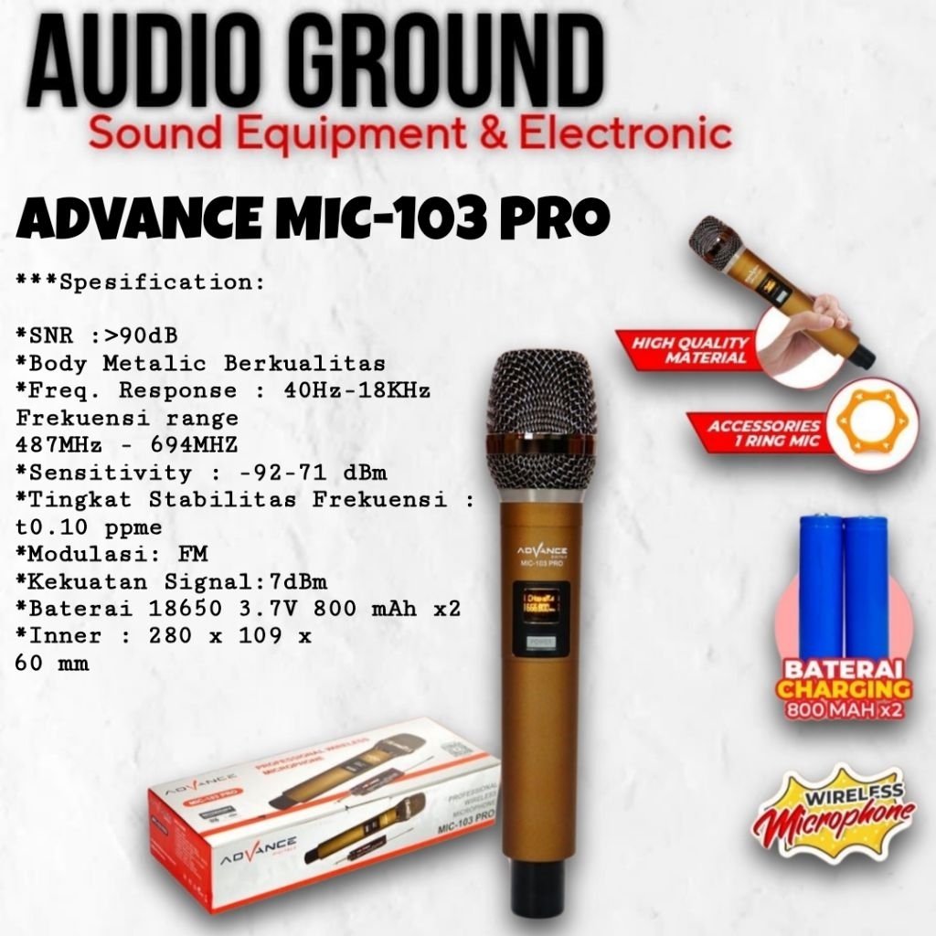 MICROPHONE WIRELESS ADVANCE MIC-103 PRO ORIGINAL PRODUCT